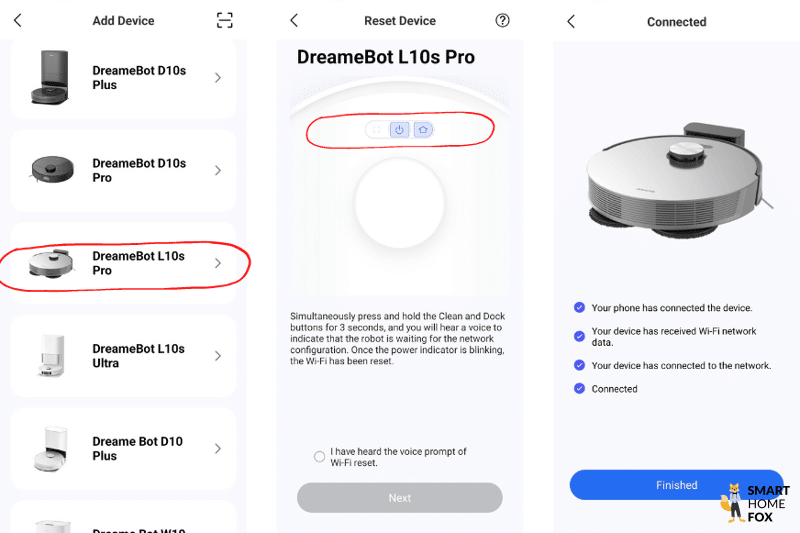 Der Aufbau der WLAN-Verbindung des Dreame L10s Pro ist zu sehen.
